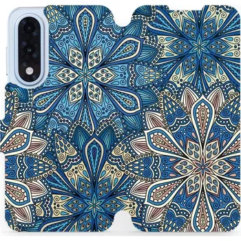 Pouzdro na mobilní telefon Flipové pouzdro Mobiwear - OnePlus Nord 5 - V108P Modré mandala květy (Knížkové flip pouzdro, obal, kryt na mobil OnePlus Nord 5 - V108P Modré mandala květy, materiál Umělá kůže + TPU - ochrana 360°, stojánek, silikonová vanička, magnetické zavírání)