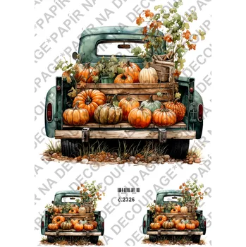 Umělecký papír Rýžový a soft papír na decoupage - Podzim, dýně - KB2326 Materiál: Soft, Rozměr: A4