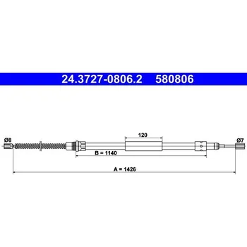 Lanko parkovací brzdy Tažné lanko, parkovací brzda ATE 24.3727-0806.2