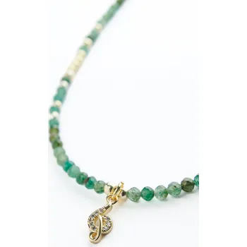 Náramek Náhrdelník z přírodních minerálů s houslovým klíčem Barva: Zelená
