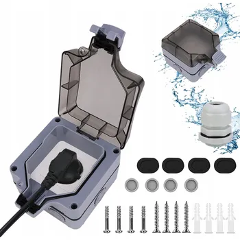 Elektrická zásuvka Venkovní zahradní vodotěsná zásuvka elektrická šedá