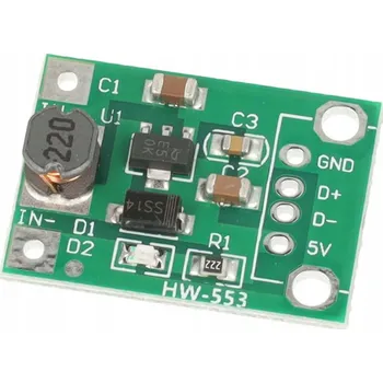 Zabezpečení domácnosti Mini przetwornica step-up 1-5V do 5V 600 mA