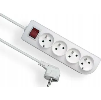 Napájecí kabel Prodlužovací Kabel 4 zásuvky 5m bílý s vypínačem
