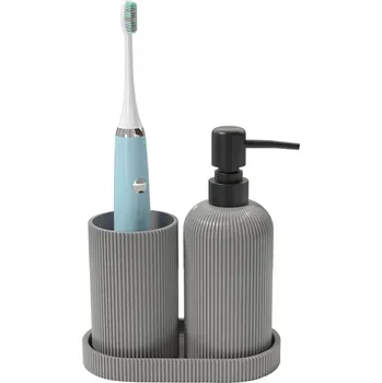 Dávkovač mýdla KOUPELNOVÁ SADA 3dílná ŠEDÁ PŘÍSLUŠENSTVÍ