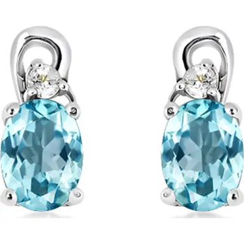 Náušnice Felicie S Blue Topaz - stříbrné náušnice s modrým a bílým topazem