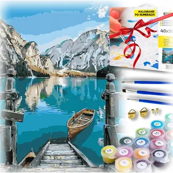 MALOVÁNÍ PODLE ČÍSEL PRO DĚTI KREATIVNÍ SADA PLÁTNO BARVY JEZERO HORY