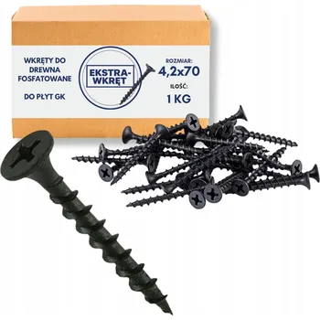 Vrut Černé vruty do dřeva 4,2x70 fosfátované pro dřevo a sádrokartonové desky 1kg