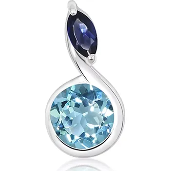 Přívěsek Narciska S Blue Topaz - stříbrný přívěsek s modrým topazem a Iolitem