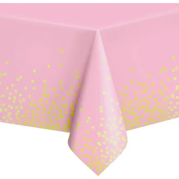 ubrus UBRUS NA PÁRTY Růžový Zlaté Tečky KONFETY 137x274cm ELEGANTNÍ