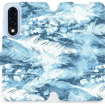 Pouzdro na mobilní telefon Flipové pouzdro Mobiwear - OnePlus Nord 5 - M058S Světle modrá horizontální pírka (Knížkové flip pouzdro, obal, kryt na mobil OnePlus Nord 5 - M058S Světle modrá horizontální pírka, materiál Umělá kůže + TPU - ochrana 360°, stojánek, silikonová vanička,)