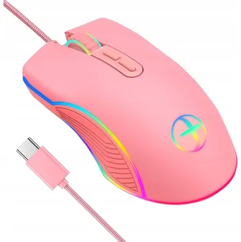 IULONEE drátová myš USB C Ergonomická 4 RGB Podsvícení 3200 DPI