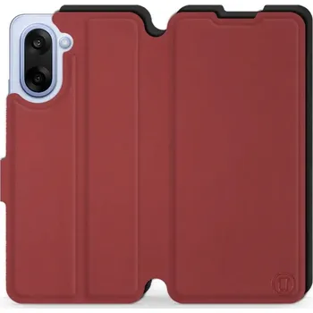 Pouzdro na mobilní telefon Flipové pouzdro Mobiwear Semiš - OnePlus Nord CE5 - Cihlové & Černé (Knížkové semišové flip pouzdro, obal, kryt na mobil OnePlus Nord CE 5 - Cihlové & Černé, materiál semiš + TPU, ochrana 360°, stojánek, silikonová vanička, magnetické zavírání)