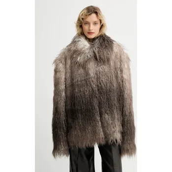 Kabát MMC STUDIO hnědá barva, FLORO.FUR 84X, vel. ONE SIZE