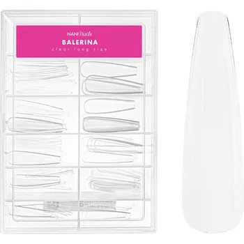 NANI gel tipy v boxu, 120 ks, 10 vel. - Balerina Clear, dlouhé