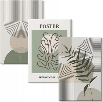 Obraz Obraz Na Plátně Sada obrazů do galerie Geometrické botanické vzory 3x 20x30 cm