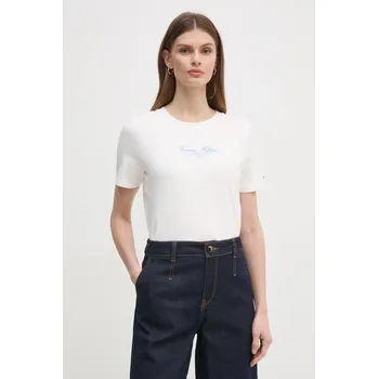 Bavlněné tričko Tommy Hilfiger WW0WW45428 bílá 00X, vel. L