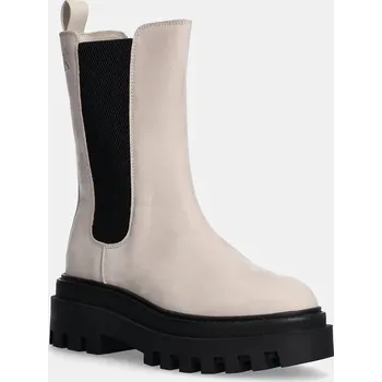 Dámská zimní obuv Nubukové kotníkové boty Calvin Klein Jeans FLATFORM CHELSEA BOOT MG NB YW0YW01684 béžová 80X, EUR 40