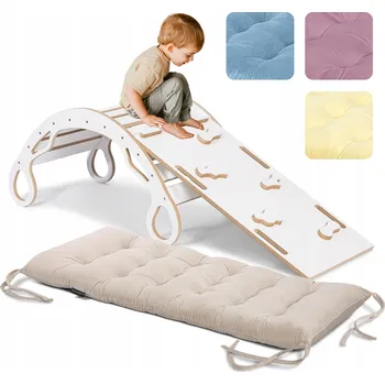 Dětská houpačka Houpačka dřevěná skluzavka polštář bílá 3v1 Wood for kids