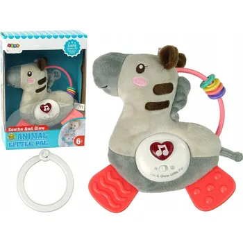 Kousátko s chrastítkem LEAN Toys plast, látka šedá