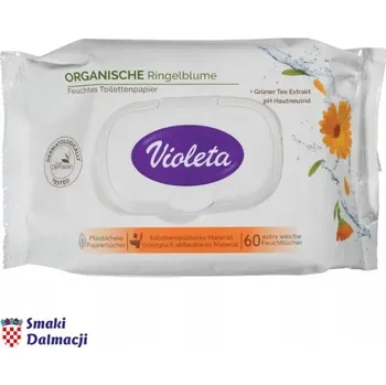 Toaletní papír Vlhčený toaletní papír Violeta, 60 útržků