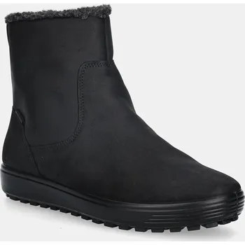Dámské kozačky Nubukové boty Ecco Soft 7 Tred Warm dámské, černá barva, na plochém podpatku, zateplené, 450753-02001 450753.02001 99X, EUR 36