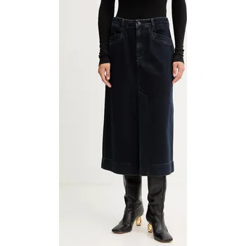 Dámská sukně Džínová sukně BOSS SEMAIRE tmavomodrá barva, midi, áčková, 50551422 59J, vel. 36