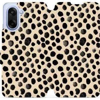 Pouzdro na mobilní telefon Flipové pouzdro Mobiwear - OnePlus Nord CE5 - VA50S Černé puntíky (Knížkové flip pouzdro, obal, kryt na mobil OnePlus Nord CE 5 - VA50S Černé puntíky, materiál Umělá kůže + TPU - ochrana 360°, stojánek, silikonová vanička, magnetické zavírání)