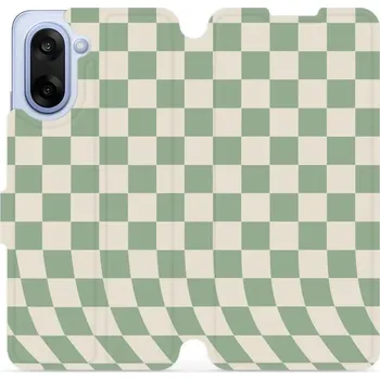 Pouzdro na mobilní telefon Flipové pouzdro Mobiwear - OnePlus Nord CE5 - VA58S Zelená a béžová šachovnice (Knížkové flip pouzdro, obal, kryt na mobil OnePlus Nord CE 5 - VA58S Zelená a béžová šachovnice, materiál Umělá kůže + TPU - ochrana 360°, stojánek, silikonová vanička,)