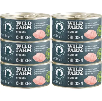 Krmivo pro kočku WILD FARM Mousse Chicken 6x85g - pěna pro kočky bez obilovin