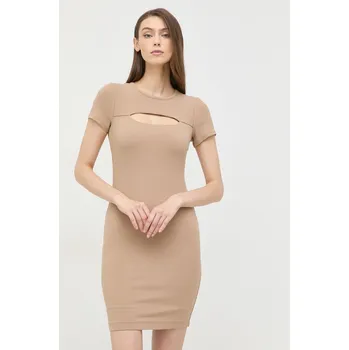 Dámské šaty Šaty Guess LANA hnědá barva, mini, WBYK95 KB9E2 WBYK95.KB9E2 82X, vel. XL