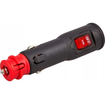 Elektrická zásuvka Zástrčka zapalovače cigaret 12/24V s vypínačem Černo-červená