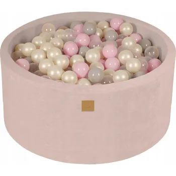 Suchý bazén Suchý bazének pro děti 90x40 cm s 300 míčky, velurový, krémový MeowBaby