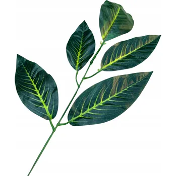 umělá květina UMĚLÉ KVĚTY LISTY VĚTVIČKA PRO ARANŽMÁ Mango tmavé 5 LISTŮ 55 cm