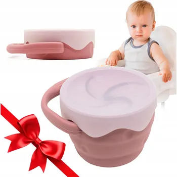 Silikonový skládací kelímek s víčkem proti vysypání pro děti na svačinu