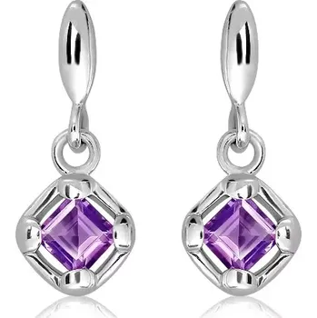 Náušnice Lam S Amethyst - stříbrné náušnice s ametystem