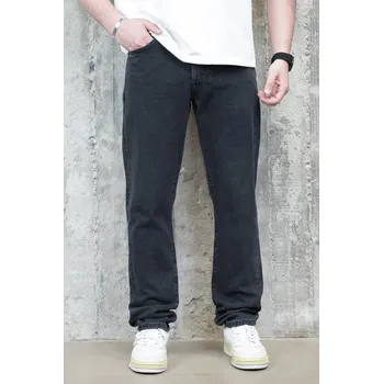 Pánské džíny 2Y Premium Černé straight džíny – Raw Shadow Velikost: 32