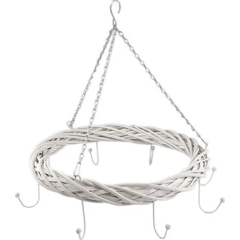 Věnec Závěsný proutěný věnec Ø45 cm s 8 háčky - bílá přírodní