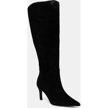 Dámské kozačky Semišové boty Guess PALISTA dámské, černá barva, na podpatku, FLFPTA SUE11 FLFPTA.SUE11.BLACK 99X, EUR 38