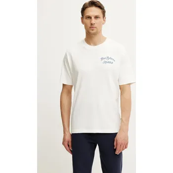 Pánské oblečení Bavlněné tričko New Balance MT43556SST béžová 01X, vel. M