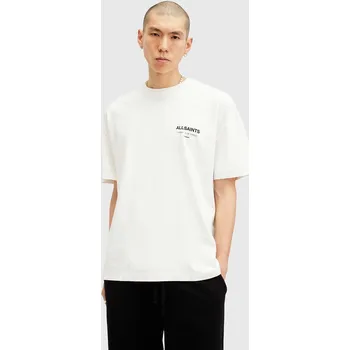 Pánské tričko Bavlněné tričko AllSaints UNDERGROUND bílá barva, s potiskem, M071PB 00X, vel. XXL