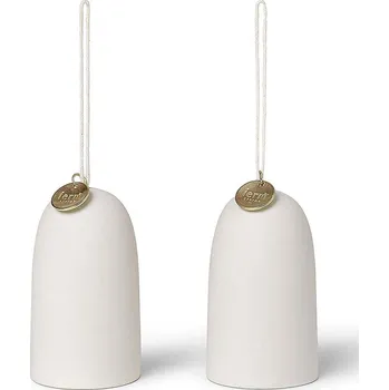Vánoční dekorace Vánoční dekorace ferm LIVING Bell Ceramic Ornaments 2-pack 1104264592 bílá 00A