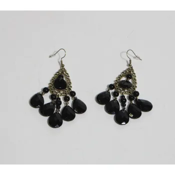 Náušnice Vintage náušnice s korálky a slzami černé