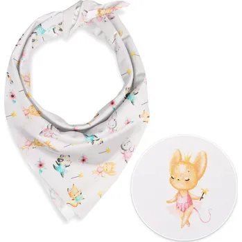 Šátek Dětský bavlněný šátek Sandra SA-671 Zvířátka baletky na bílém 45 x 45 cm