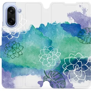 Pouzdro na mobilní telefon Flipové pouzdro Mobiwear - OnePlus Nord CE5 - MG11S Vodovkové květy (Knížkové flip pouzdro, obal, kryt na mobil OnePlus Nord CE 5 - MG11S Vodovkové květy, materiál Umělá kůže + TPU - ochrana 360°, stojánek, silikonová vanička, magnetické zavírání)