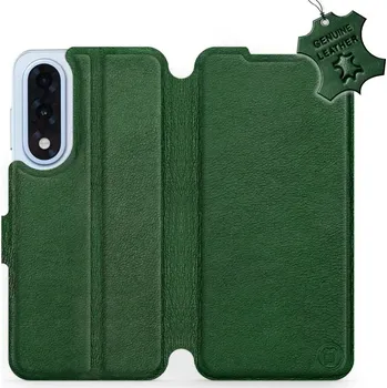 Pouzdro na mobilní telefon Kožené flip pouzdro Mobiwear - OnePlus Nord 5 - Zelené (Kožené knížkové pouzdro, obal, kryt na mobil OnePlus Nord 5, Zelené , materiál Genuine Leather, ochrana 360°, stojánek, silikonová vanička, magnetické zavírání)