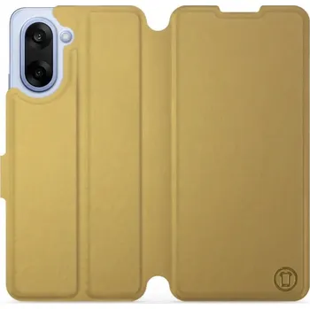 Pouzdro na mobilní telefon Flipové pouzdro Mobiwear - OnePlus Nord CE5 - Zlatavé a šedé (Knížkové flip pouzdro, obal, kryt na mobil OnePlus Nord CE 5 - Zlatavé a šedé, materiál Umělá kůže + TPU - ochrana 360°, stojánek, silikonová vanička, magnetické zavírání)