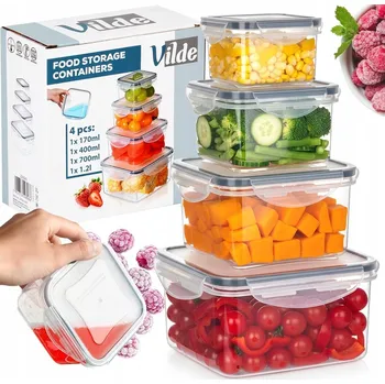 Dóza na potraviny Kuchyňské hermetické dózy na potraviny s těsněním, sada 4 kusů