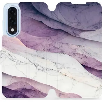 Pouzdro na mobilní telefon Flipové pouzdro Mobiwear - OnePlus Nord 5 - VP31S Bílý a fialový mramor (Knížkové flip pouzdro, obal, kryt na mobil OnePlus Nord 5 - VP31S Bílý a fialový mramor, materiál Umělá kůže + TPU - ochrana 360°, stojánek, silikonová vanička, magnetické zavírání)