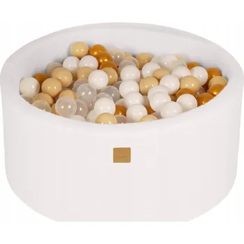 Suchý bazén MeowBaby Suchý Bazén s Míčky 90x40cm/300 míčků, Boucle, Bílý: Zlatý/B