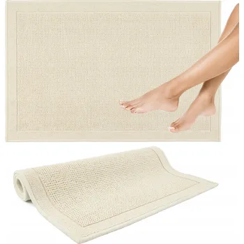 Koupelnová předložka KOUPELNOVÁ PŘEDLOŽKA PROTI SKLUZU BÉŽOVÁ BOHO BAVLNA 60x90 CM PRATELNÁ